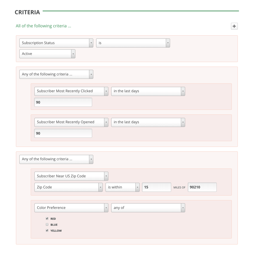 GreenArrow Email Advanced Segmentation--Subscriber Preferences